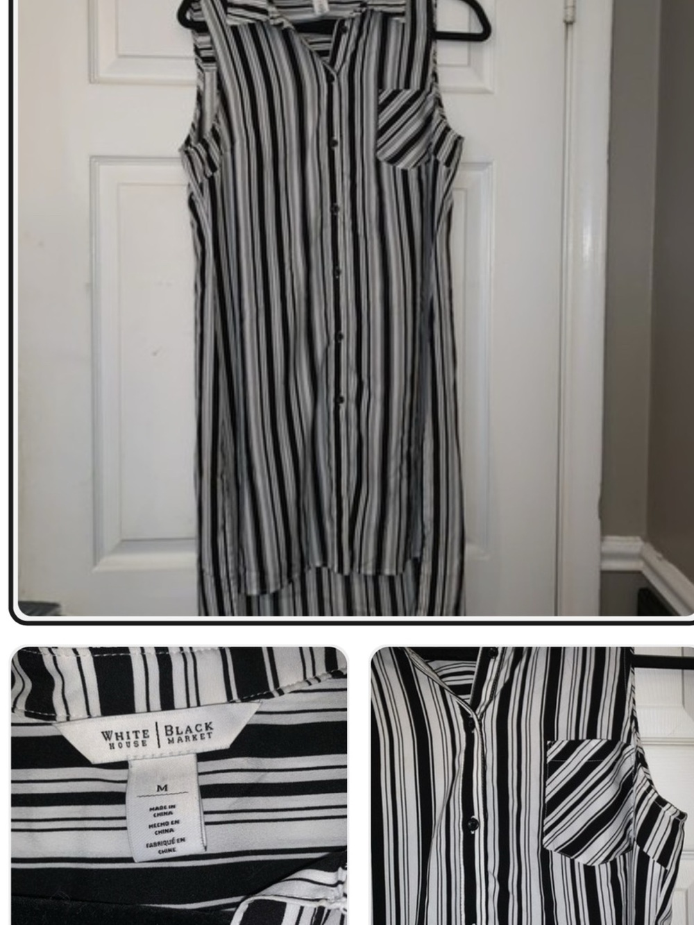 White House Black Market Sleeveless Striped Shirt Dress Size M